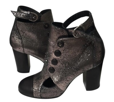 s-l400.jpg CHANEL Two-Tone Gray and Black Heels main image 0