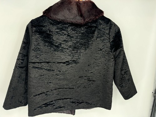 VTG 60’s Sheared Black Persian Lamb Jacket Coat Mink Fur Collar Pockets Sz M - Picture 15 of 20
