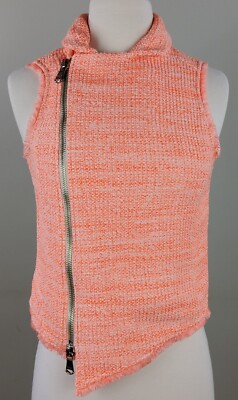 Patrizia Pepe Firenze Women's Boucle Orange Beige Zip Vest Size 42