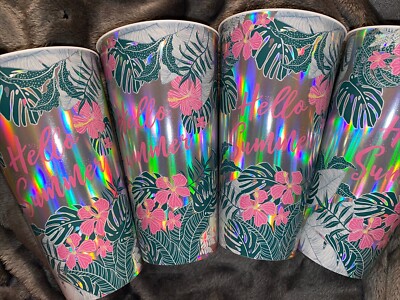 Hello Summer Plastic Cup Set Bundle 4 Cups Total