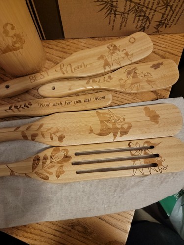 Spurtle Set - Bamboo Spurtles Kitchen Tools 7 Piece Spatula Utensils - Picture 2 of 2