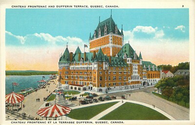 DB Postcard Canada K303 Chateau Frontenac and Dufferin Terrace Quebec Air View