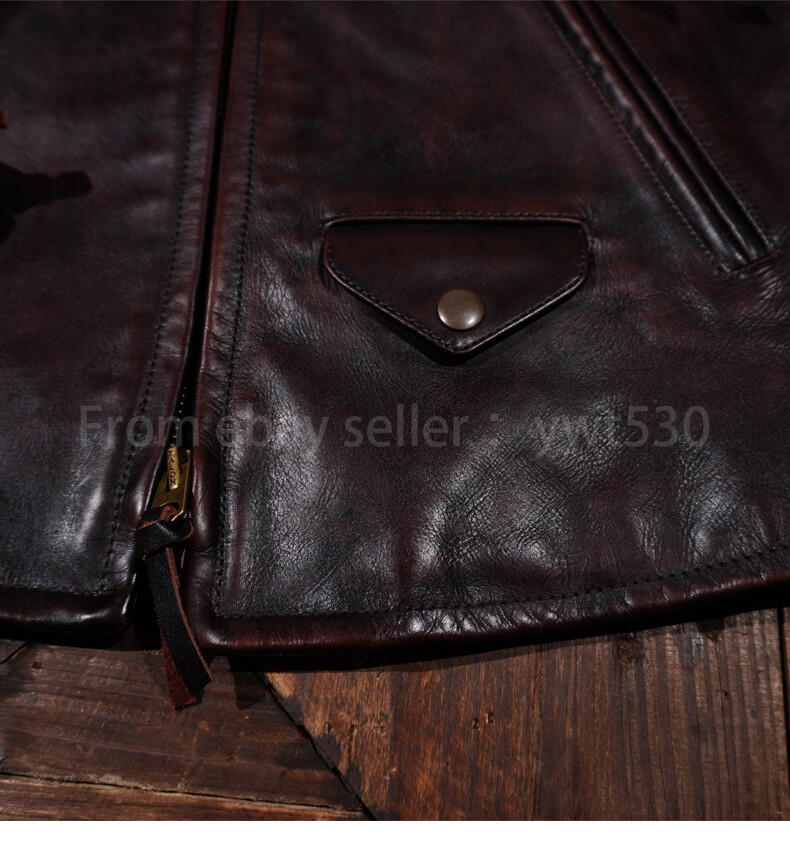 Tea Core Horsehide Classic Venom Biker Jacket Men's Retro Genuine