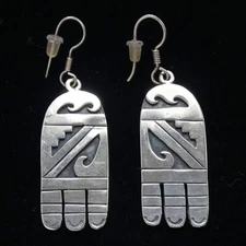 Vintage Signed Hopi Silvercraft Guild Sterling Silver Overlay Pierced Earrings