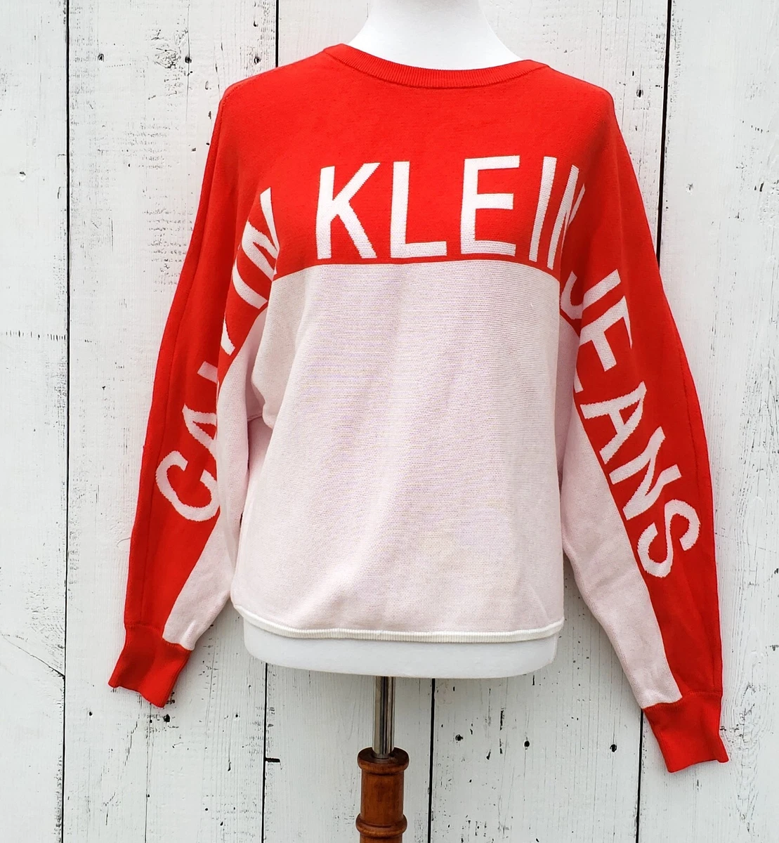 Calvin Klein Jeans Women Size M Oversized Red and White |