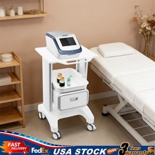3 Tiers Lab Carts Mobile Medical Cart with 1 Drawers & 1 Top Tray White 30in H