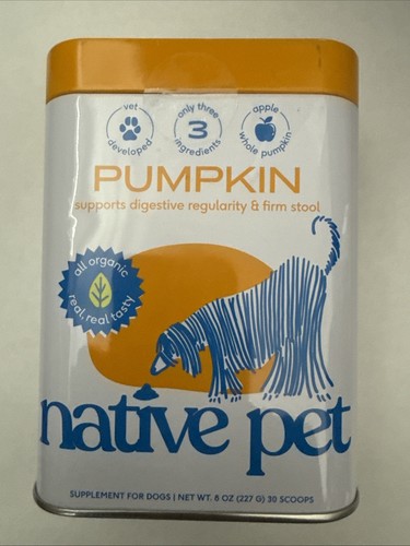 Native Pet Organic Pumpkin for Dogs 8oz Promotes Digestive Regularity Brand New - Picture 1 of 3