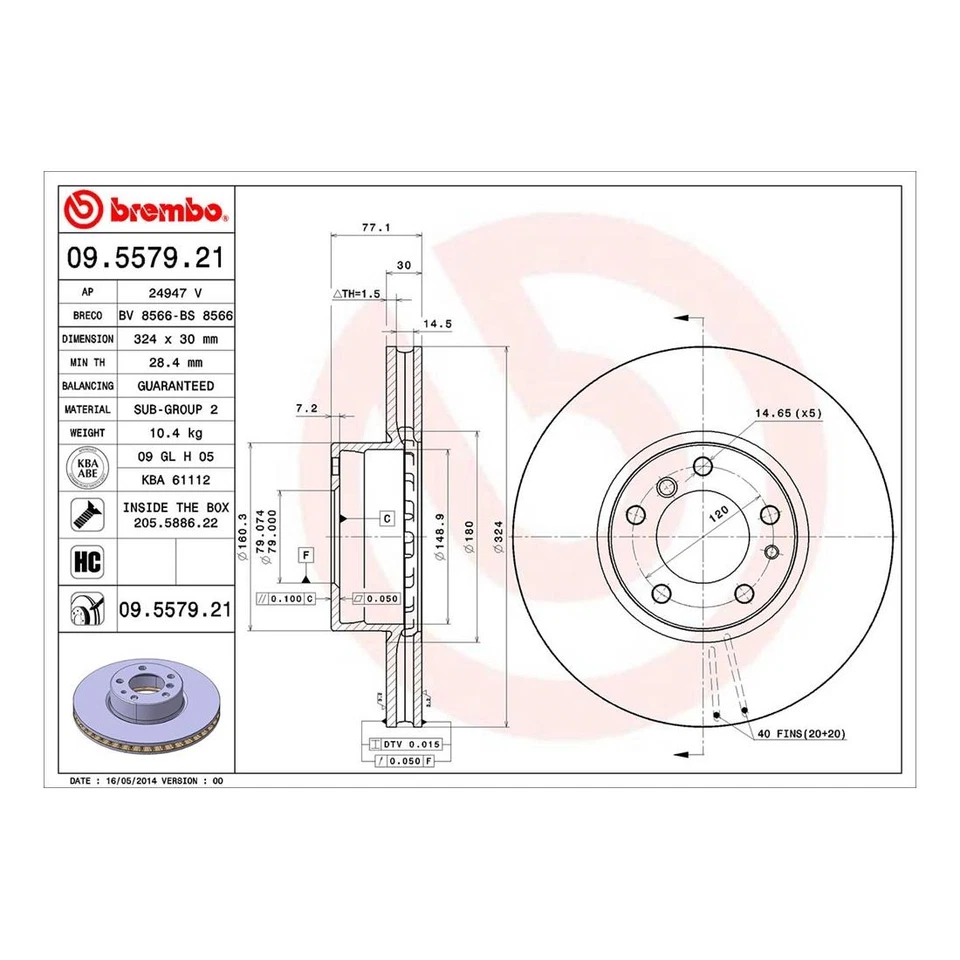 Brembo Front Brake Kit Disc Rotors Low-Met Pads & Sensor for BMW E38 740i 740iL - Image 3 of 4