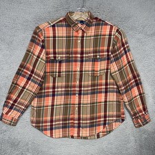 VTG Polo Ralph Lauren Shirt Men's Size L India Madras Flannel Elbow Patch Plaid