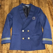VINTAGE MICHAEL JAMES NAVY BLUE MARINE CLUB NAUTICAL BOYS BLAZER CAPTAIN SIZE 7