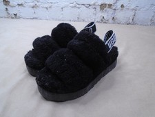 UGG Black Fluff Yeah Platform Slide Sandals Women Sz 8 Sherpa