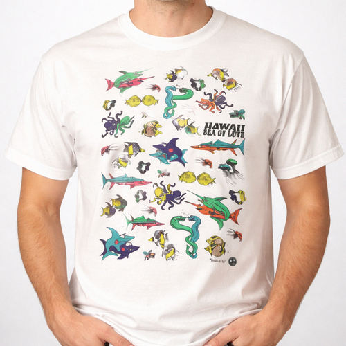 Vintage 90s Ocean Fish Graphic T-Shirt Tropical Beach Retro Tee Unisex S-3XL - Picture 1 of 5