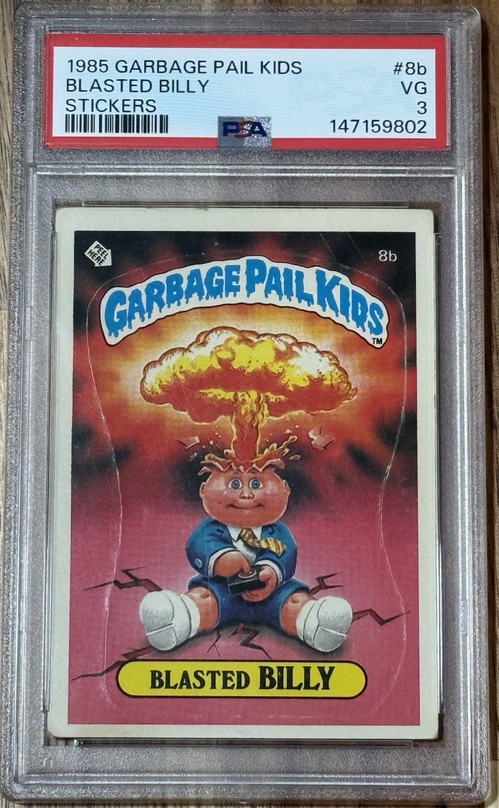 1985 Topps Garbage Pail Kids Series 1 Blasted Billy Cheaters License PSA 3