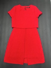 Zara Trafaluc women’s 2 piece lookalike dress Size S Red jacquard Knee Length