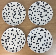 HABITAT Pad Black & White Spot Dinner Plates x 4  - 27 cm Diameter -  Unused