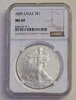 2009 EAGLE $1 NGC MS69 1 OUNCE SILVER COIN BROWN LABEL SKU 8345107-011