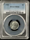 1943  1C Lincoln Wheat One Cent  PCGS MS66  57508119