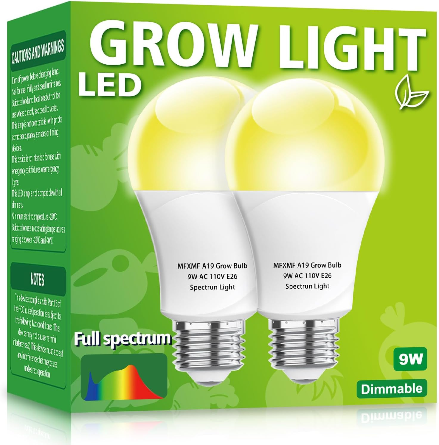Bulbs A19 Bulb Full Spectrum Plant Light Bulb 9w E26 Gro