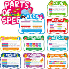10 Pieces Part of Speech Posters, Educational Grammar Posters Bulletin Board Dec