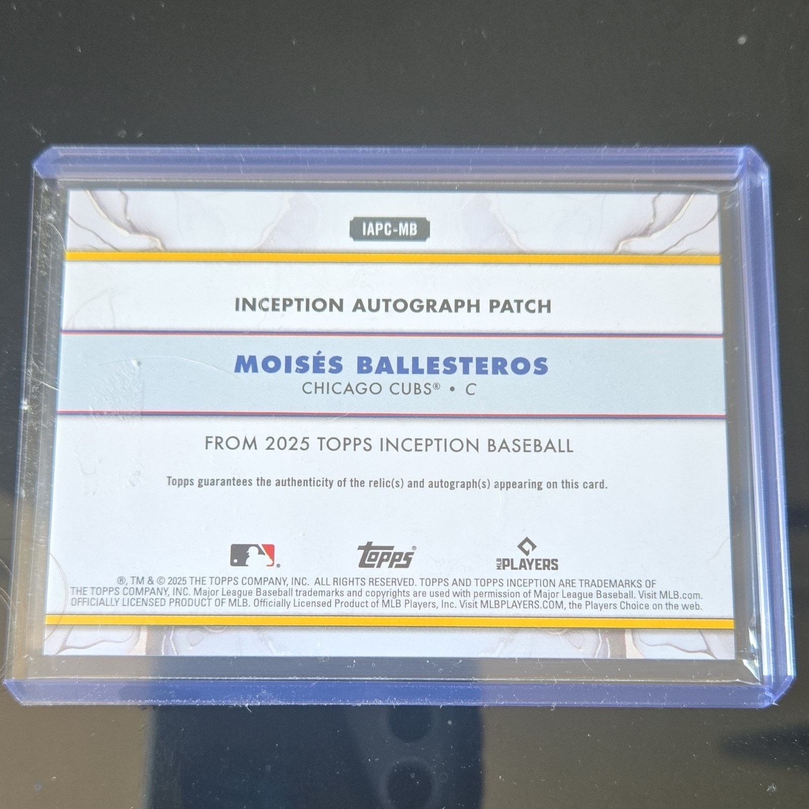 Topps 2025 Inception Moisés Ballesteros Cubs Auto Patch #IAPC-MB /25 view 2
