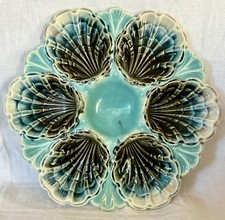 Beautifull French Fives Lille Majolica oysters Plate 6 shells /B