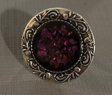 Hand Crafted Purple Chunky Glitter Resin Adjustable Ring