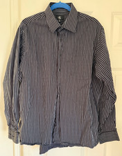 MEN'S CALVIN KLEIN BLACK STRIPED BUTTONED LONG SLEEVE SHIRT XL