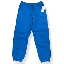 Athleta Forever Fleece Cargo Jogger Blue Sweatpants Women Large Tall NWT