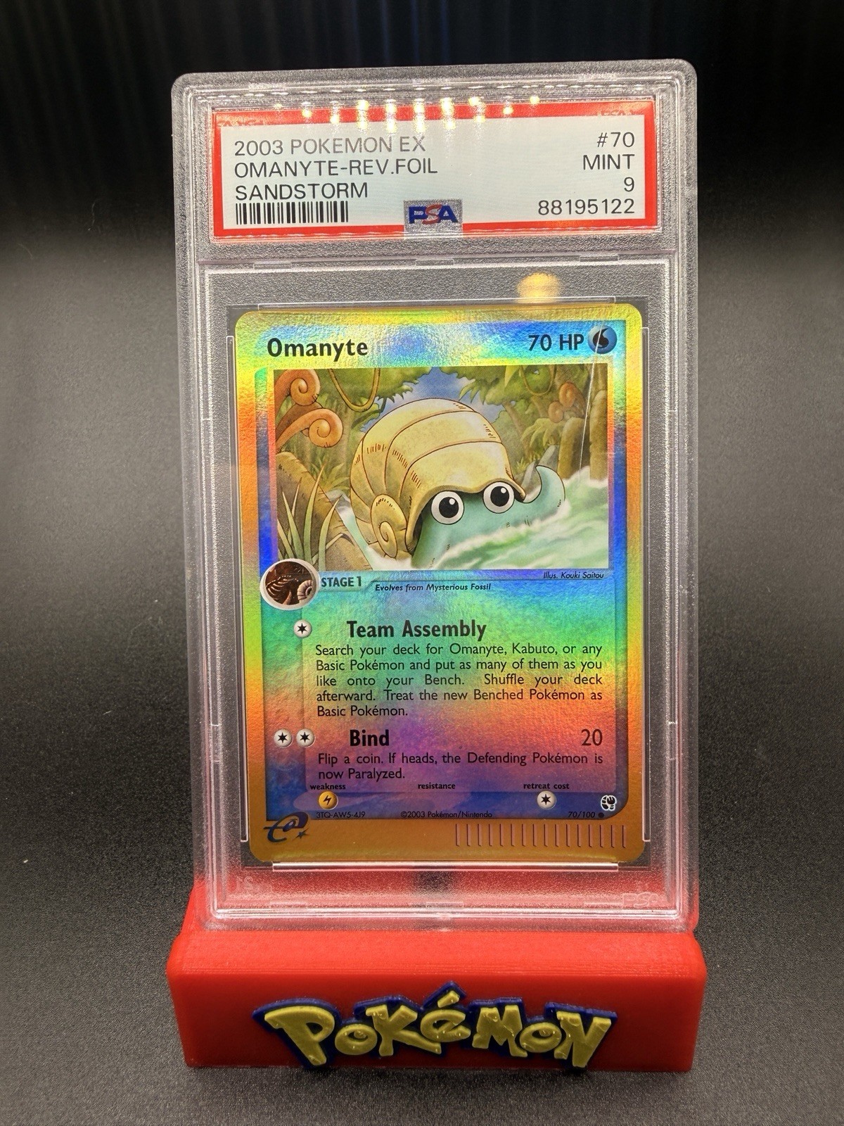 2003 Pokemon Ex Sandstorm #70/100 Omanyte Reverse Foil PSA 9 MT