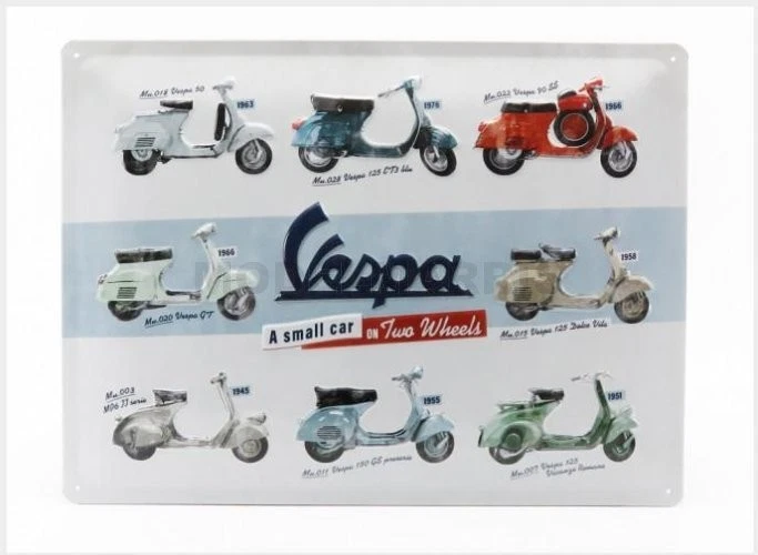 EDICOLA 3D23258 Accessoires - 3D Métal Plate - Piaggio Vespa Collage - Blanc Red - Photo 1/1