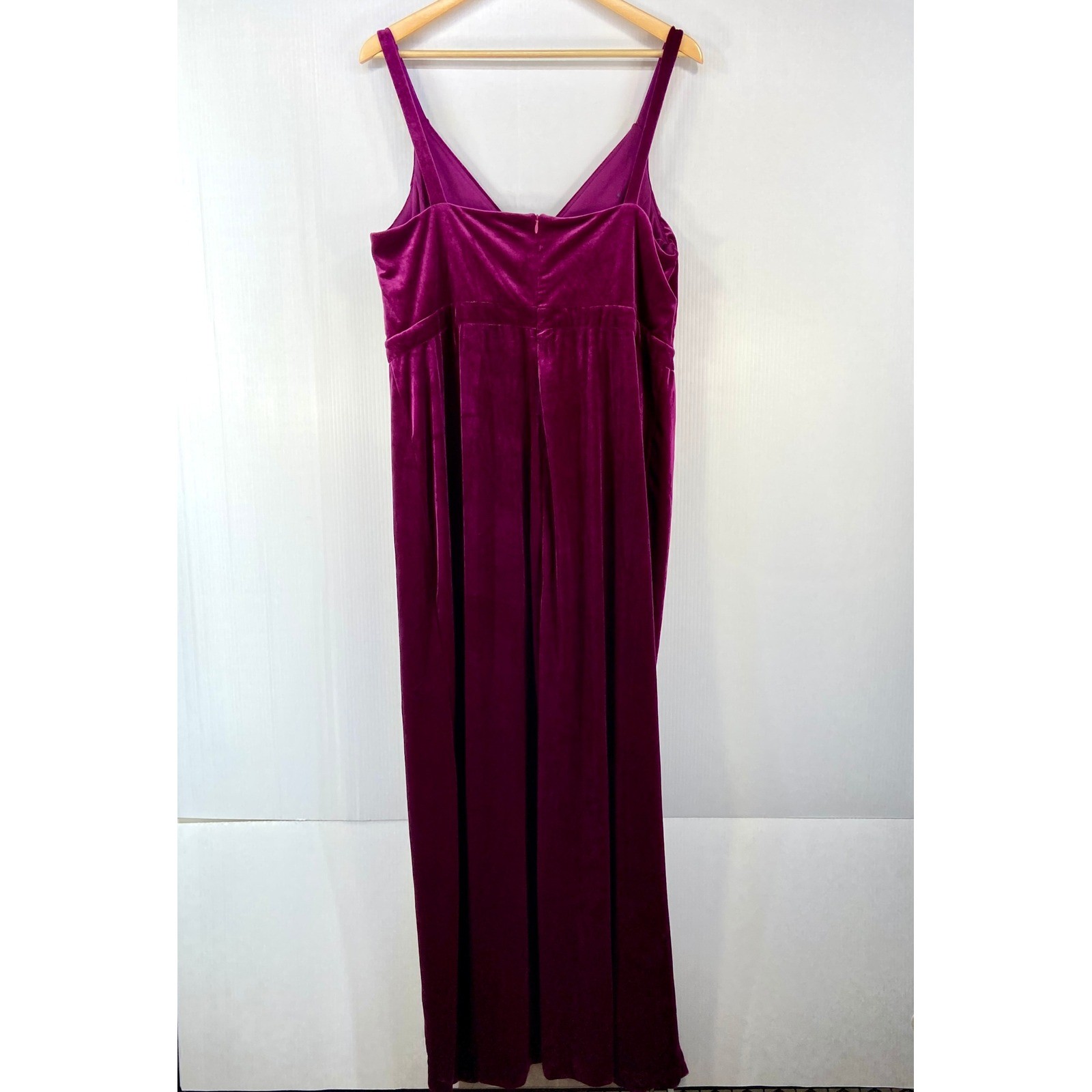 Nightway Magenta Stretch Velvet V Neck Faux Wrap Maxi Dress Womens 14W