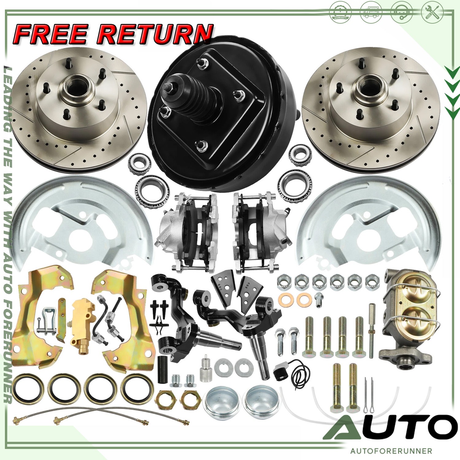 Body Disc Brake Conversion Kit 9" Booster Drilled Rotors For GM A, F, X 1964-72