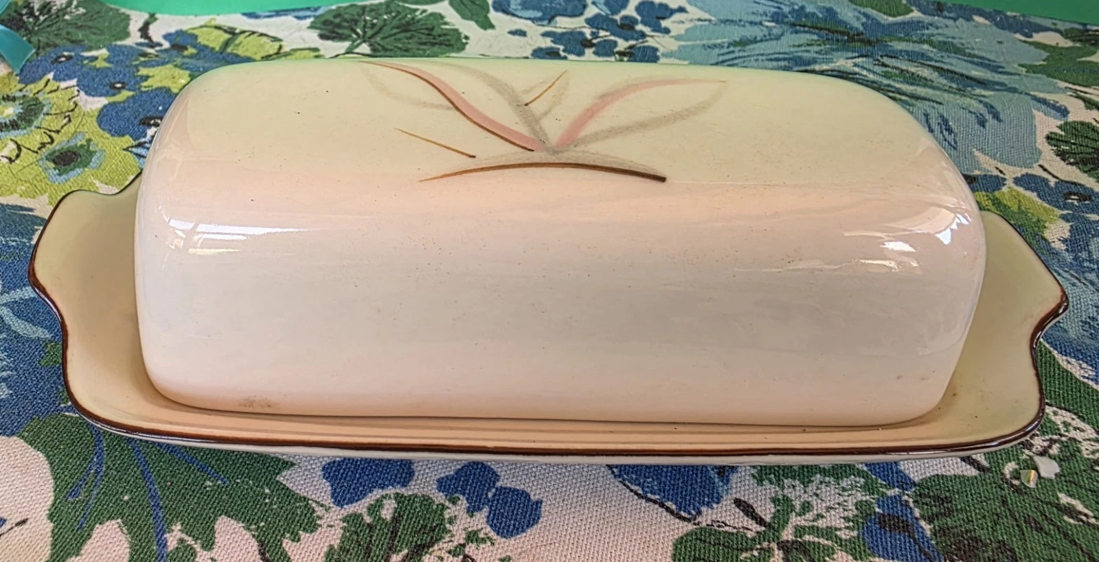 Vintage Winfield Pottery Butter Dish In The Dragon Flower Pattern No Chips