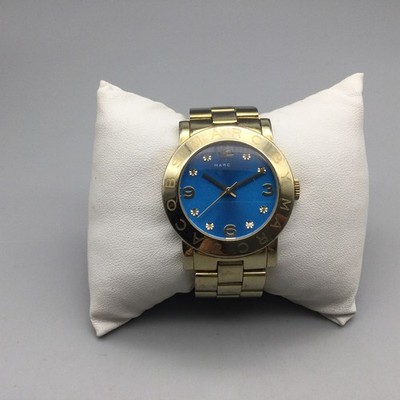 Marc by Marc Jacobs Watch Gold Tone 36mm Blue Dial Womens New