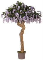 Artplants Unechter Blauregen Anselmo, Echtstamm, Weiß, 250Cm, Ø180Cm