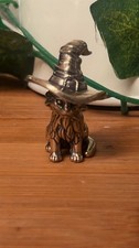 Little Cute  Brass Cat In Witches Hat Talisman Altar