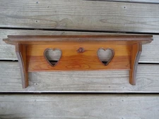 Wooden Shelf Heart Cut Outs Hanging 80s 90s Granny Core Country Farm Decor