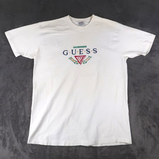 Vintage 90s GUESS Men T Shirt By Geoges Marciano One Size Made In USA White