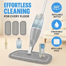 Microfiber Spray Mop for Floor Cleaning with Refillable Bottle & 3 Washable Pads