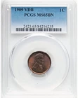 1909 VDB Lincoln Cent 1c PCGS MS65BN (Satin Toned)