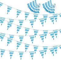Wimpelkette Oktoberfest Blau Weiß 30M 3 StüCk Girlande Bayrische Deko Flagge