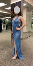 Women's Formal Sequined Dress NWT Size 1 Sky Blue From David's Bridal
