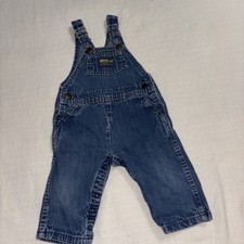 Vintage OshKosh Unisex Jean Denim Overalls Bibs Vestbak Infant 12M made in USA