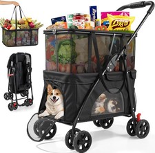 Folding Shopping Cart  Pet Stroller 99 LB 130L Large Grocery Cart