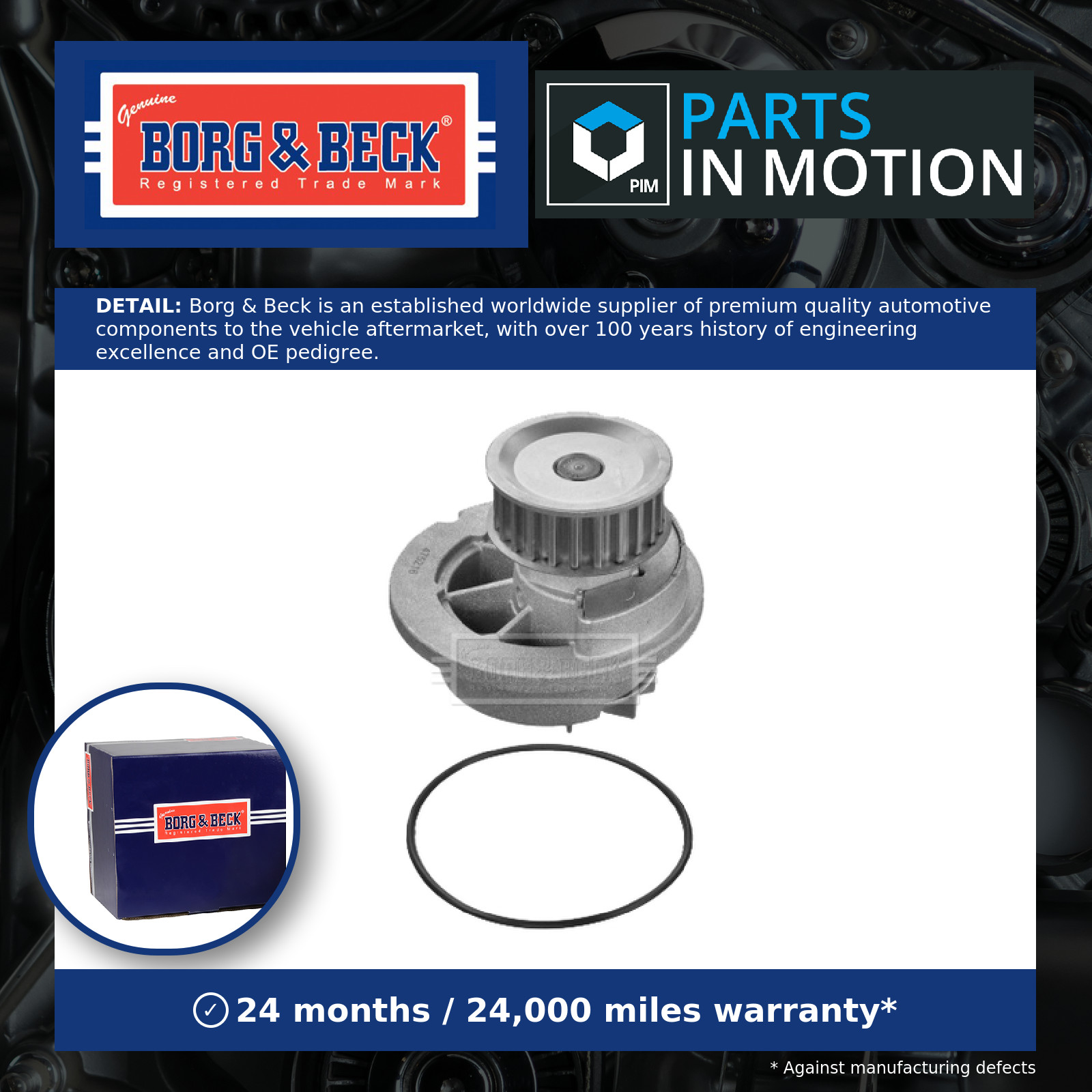 Water Pump BWP2055 Borg & Beck Coolant 1334077 6334035 9199592 93182038 Quality
