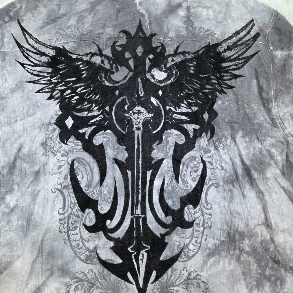 Eighty Eight Button Up Shirt Medium Black Double Sided Grunge Goth Skater Y2K - Image 4 of 4