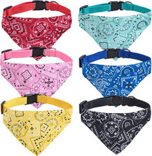 6PCS Cat Bandana Collars with Removable Bow Tie for Cats Puppy Kittens Small Dog