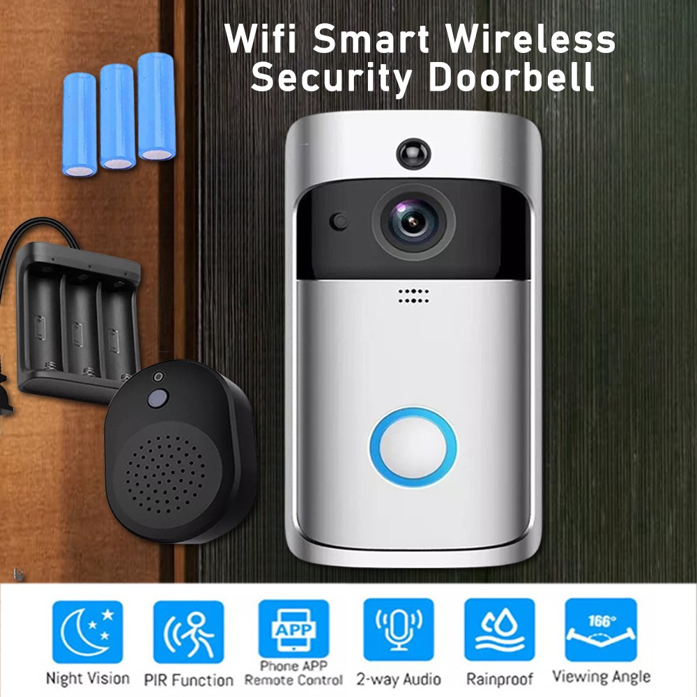 Wireless Video Doorbell Security Camera with Smartphone Intercom for Home-image