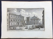 Stampa antica Giuseppe Vasi Chiesa S. Giacomo Scossacavalli roma XIX secolo