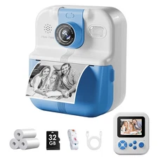 Instant print camera for 6-10 year old kids with 1080P Videos Christmas gift